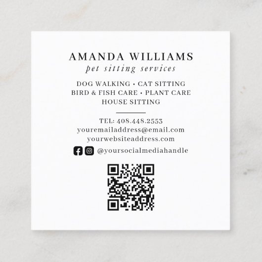 Kindersitzdienste Wasserfarbe Quadratische Visitenkarte (Rückseite)