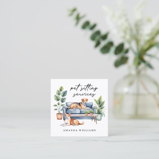 Kindersitzdienste Wasserfarbe Quadratische Visitenkarte (Stehend Vorderseite)