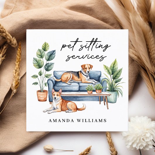 Kindersitzdienste Wasserfarbe Quadratische Visitenkarte