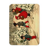 Kinderski, eine Vintage Winterlandschaft Magnet (Vertikal)