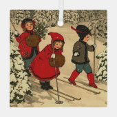 Kinderski, eine Vintage Winterlandschaft Ornament Aus Glas (Rückseite)