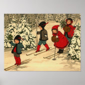 Kinderski, eine Vintage Winterlandschaft Poster (Vorne)