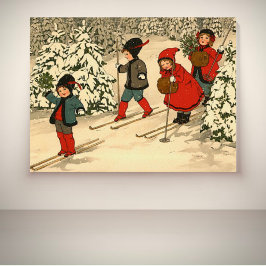 Kinderski, eine Vintage Winterlandschaft Poster