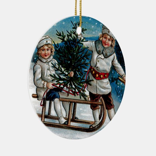 KinderSledding Keramik Ornament (Rechts)