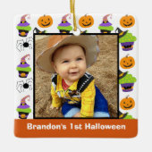 Kindersohle 1. Foto Niedlich Personalisiert Keramikornament (Vorderseite)