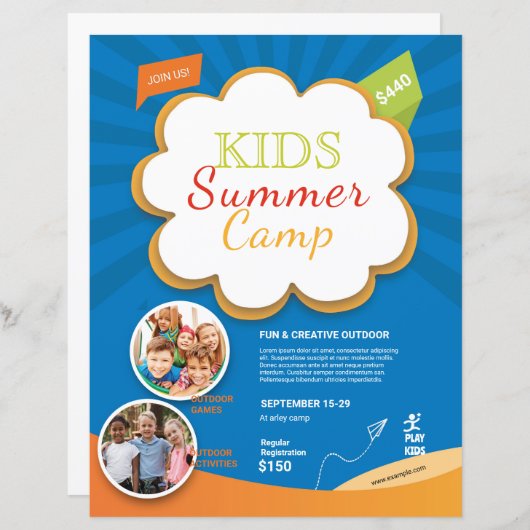 Kindersommerlager Flyer Vorlage (Vorne/Hinten)