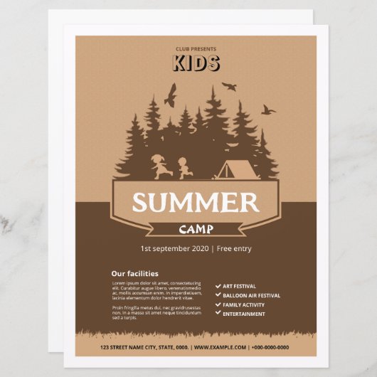 Kindersommerlager Flyer Vorlage (Vorne/Hinten)
