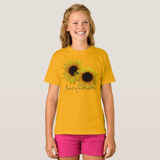 Kindersonnenblume T - Shirt Girl's Sunflower T - S (Vorne ganz)