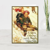 Kinderspass Vintag aussehen Frohe Weihnachten Dankeskarte (Vorderseite)