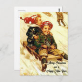 Kinderspass Vintag aussehen Frohe Weihnachten Postkarte (Vorne/Hinten)