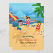 Kinderspiel am Strand Einladung (Vorne/Hinten)
