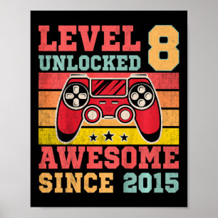 Kinderspiel Stufe 8 Entsperrtes Vintages Videospie Poster