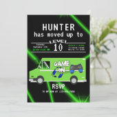 Kinderspiel Truck Geburtstag Einladung (Stehend Vorderseite)