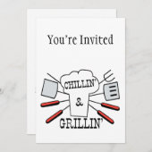 Kinderspiel und Grillin GRILLEN Spaß Einladung (Vorne/Hinten)