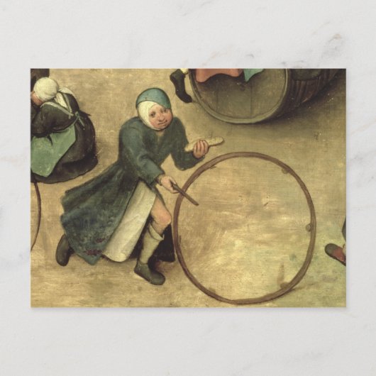 Kinderspiele: Details eines Kindes mit einem Postkarte (Vorderseite)