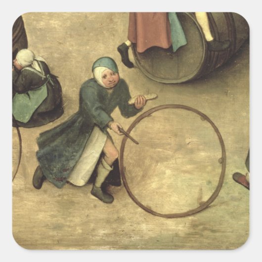 Kinderspiele: Details eines Kindes mit einem Quadratischer Aufkleber (Vorderseite)