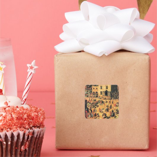 Kinderspiele, Kunstmalerei, Quadratischer Aufkleber (Party)