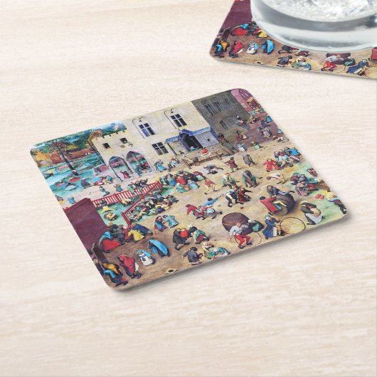 Kinderspiele, Pieter Bruegel Rechteckiger Pappuntersetzer (angewinkelt)