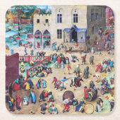 Kinderspiele, Pieter Bruegel Rechteckiger Pappuntersetzer (Vorderseite)