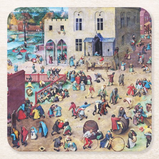 Kinderspiele, Pieter Bruegel Rechteckiger Pappuntersetzer (Vorderseite)