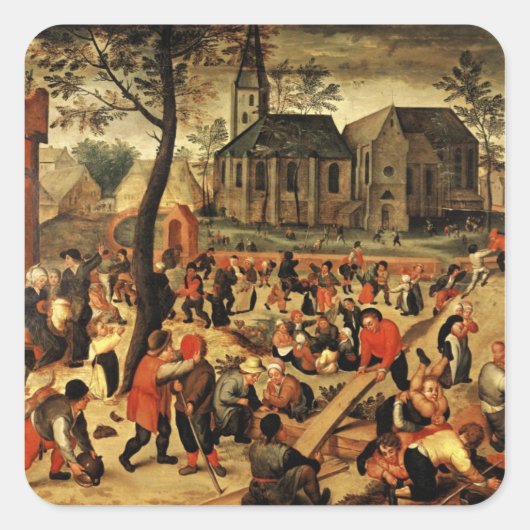 Kinderspiele Quadratischer Aufkleber (Vorderseite)