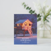 Kinderspielhaus mit Weihnachtsbeleuchtung Feiertagspostkarte (Stehend Vorderseite)