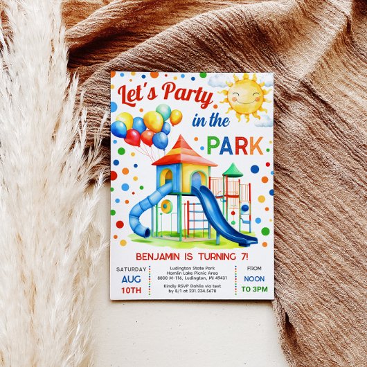 Kinderspielplatz Einladung - Party im Park