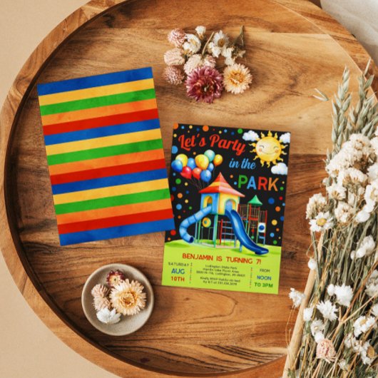 Kinderspielplatz Einladung - Party im Park