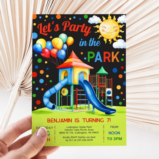 Kinderspielplatz Einladung - Party im Park