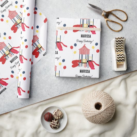 Kinderspielplatz Jungs Mädchen Geburtstag Individu Geschenkpapier (Kunsthandwerk)