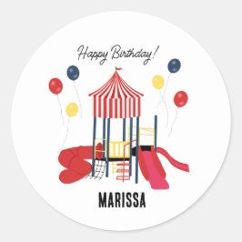 Kinderspielplatz Jungs Mädchen Geburtstag Individu Runder Aufkleber