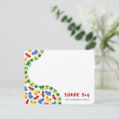 Kinderspielzeug farbenfroher Autoverkehr & Train B Dankeskarte (Stehend Vorderseite)