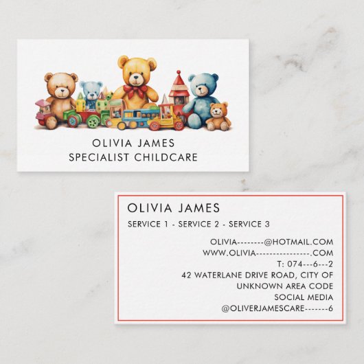 Kinderspielzeug Kindermädchen Kinderpflege Kinderm Visitenkarte (Vorne/Hinten)