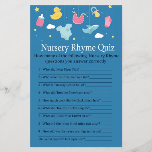 Kinderspielzeug Kinderzimmer Rhyme Quiz Babydusche (Vorderseite)