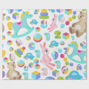 Kinderspielzeug-Muster mit Teddybären Geschenkpapier