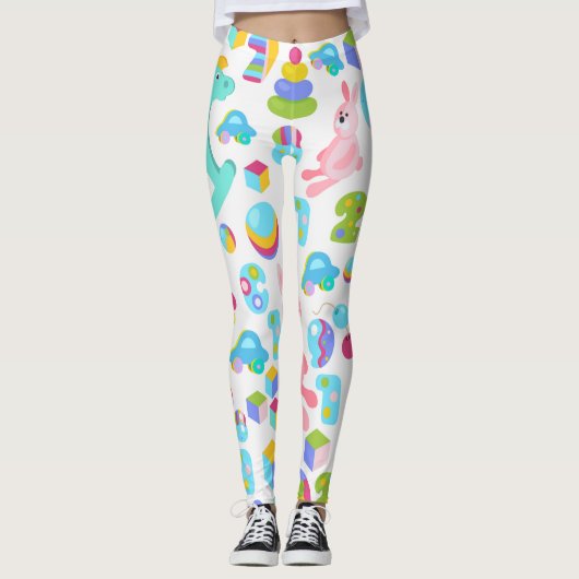 Kinderspielzeug-Muster mit Teddybären Leggings (Vorderseite)