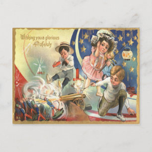 Kinderspielzeugsoldaten Kanonenfeuerwerk Postkarte