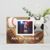 Kindersport zum Geburtstag Einladung (Stehend Vorderseite)