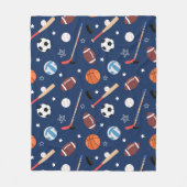 Kindersportgeräte-Muster auf blau Fleecedecke (Vorderseite)