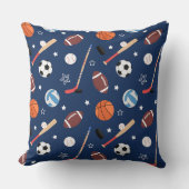 Kindersportgeräte-Muster auf blau Kissen (Vorderseite)