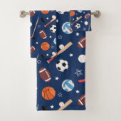 Kindersportgeräte Muster auf blauem Badezimmer Badhandtuch Set (Insitu)