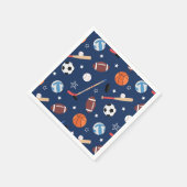 Kindersportgeräte-Muster auf Blue Birthday Serviette (Ecke)