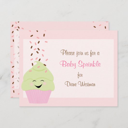 Kindersprinkle Einladung in Rosa (Vorne/Hinten)