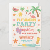 Kinderstrand Bash Geburtstagsfeier Einladung & Dek (Vorne/Hinten)