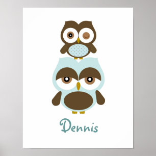 Kinderstube Eulen Jungen Poster Art