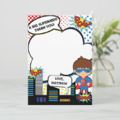 Kindersuperhero-Geburtstags-Party danken Ihnen, Dankeskarte (Stehend Vorderseite)