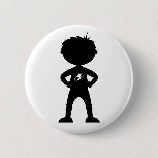 Kindersuperhero-Silhouette-Abzeichen Button (Vorderseite)