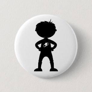 Kindersuperhero-Silhouette-Abzeichen Button
