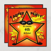 Kindersuperhero Starparty Einladung (Vorne/Hinten)