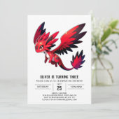 Kindersüßdrache zum Geburtstag Einladung (Stehend Vorderseite)